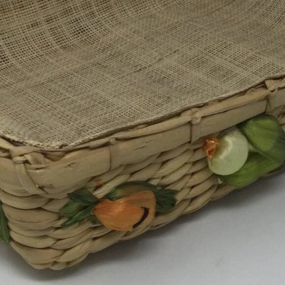 Vintage Straw Tray Decorative Fruit Baskets Set of 2 1960'S - Picture 10 of 14